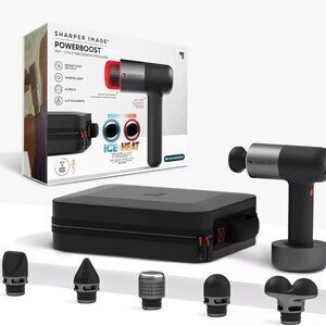 Sharper Image - Powerboost Pro+ Hot & Cold Percussion Massager with Travel Case